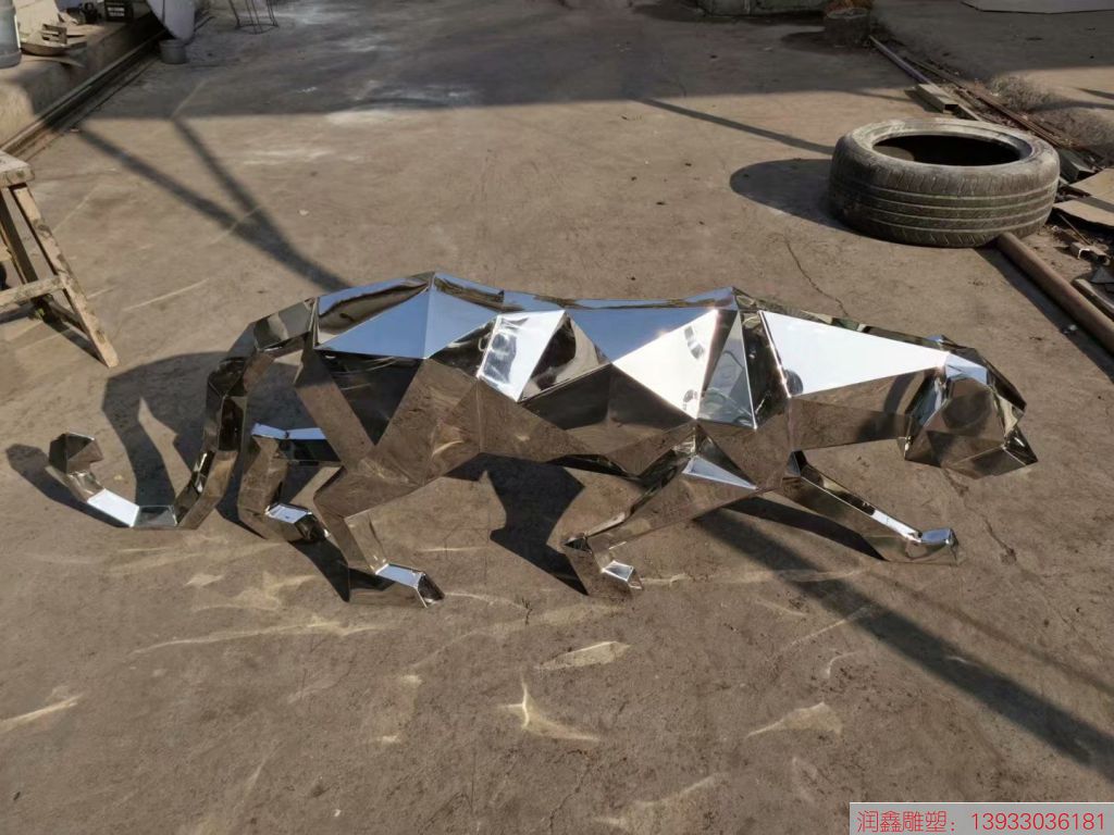 不锈钢豹子雕塑 动物豹子雕塑5