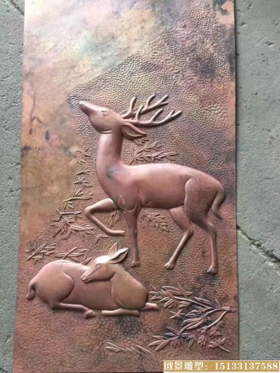 铜鹿浮雕 动物浮雕图