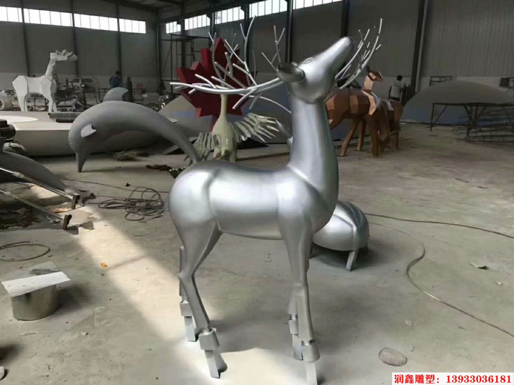 不锈钢立体小鹿雕塑 动物不锈钢雕塑厂家定制