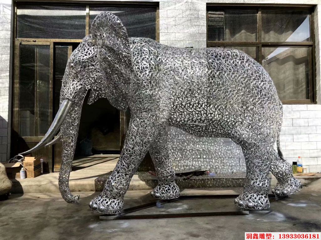 镂空大象雕塑 灯光创意造型动物雕塑