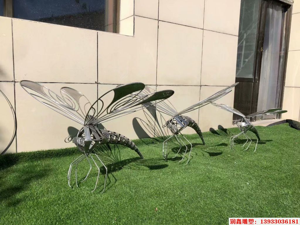 不锈钢蜻蜓雕塑 昆虫蜻蜓雕塑 镂空系列