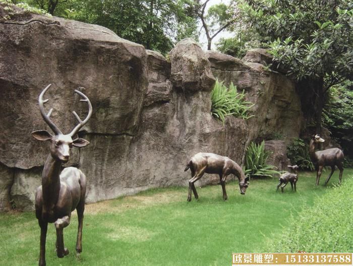 铜鹿雕塑 景观雕塑